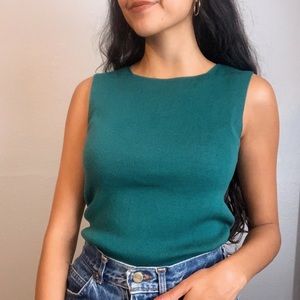 Vintage Style Square Neck Teal Tank Top ✨